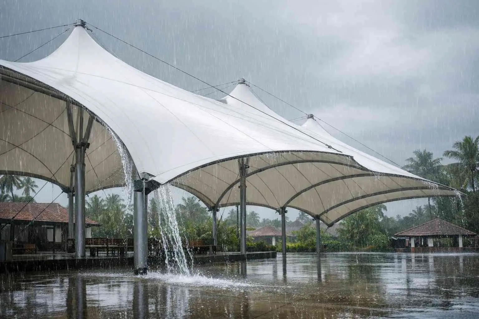 Waterproof tensile roofing rain test